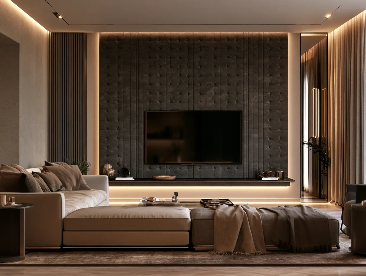 Tufted TV Panel Upholstered TV Panel Design
