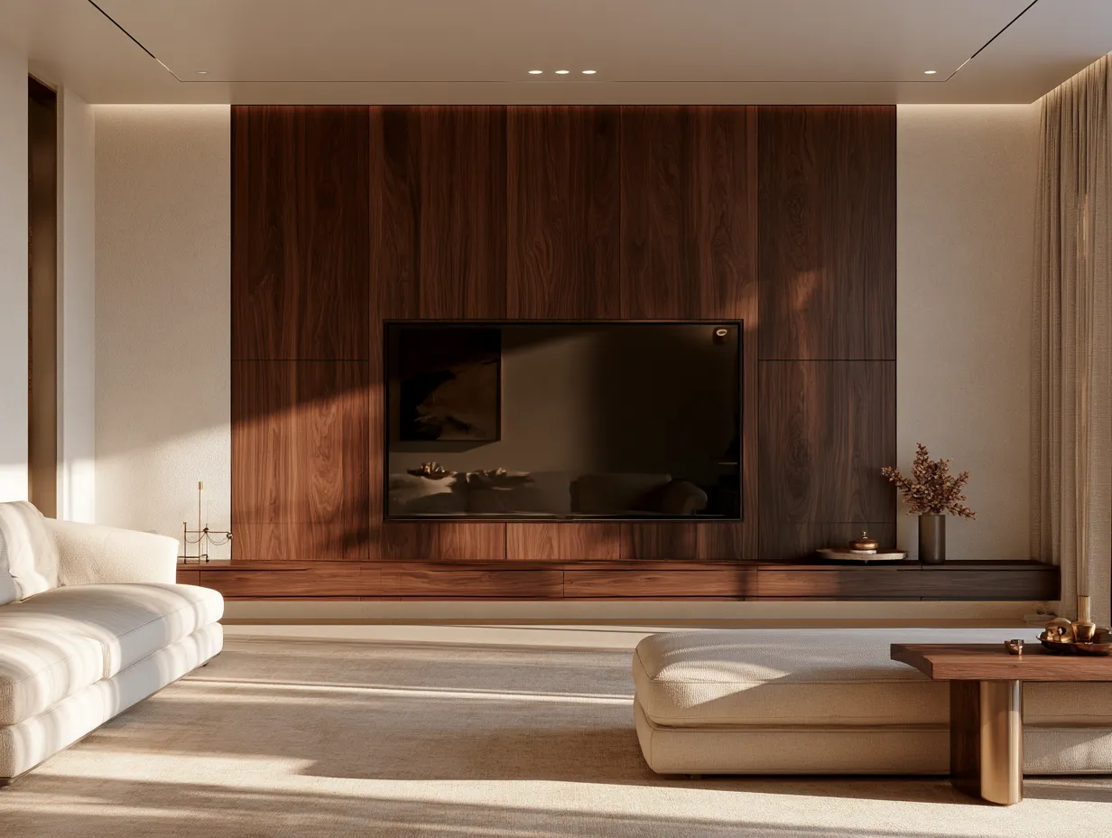 Walnut and Beige TV Panel Colour Combination