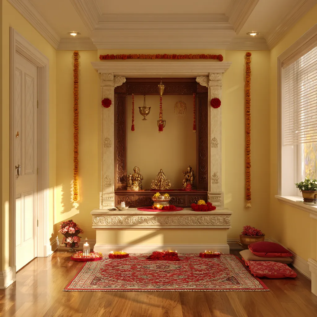 Yellow and Red- Mandir Colour Combination as per Vastu Yellow and Red- Pooja Room Colour Combination as per Vastu