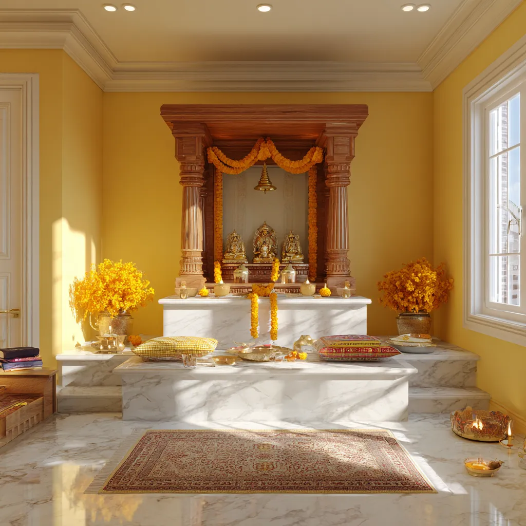 Yellow- Mandir Colour as per Vastu Yellow- Pooja Room Colour as per Vastu