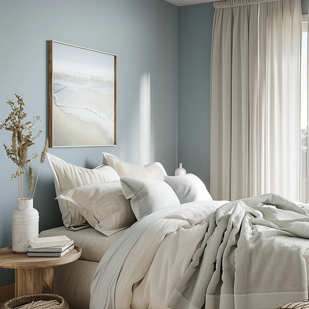Blue and Off-White- Guest Room Colour Combination