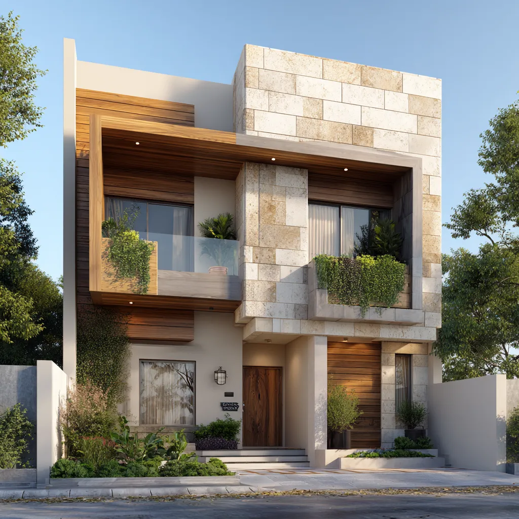 Dual Tone Front Elevation Tiles Design for House