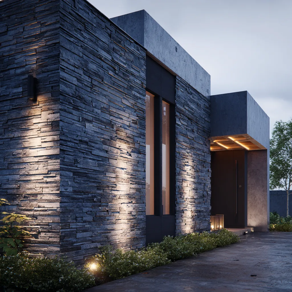 Modern Slate Stone Front Wall Tiles Design for House