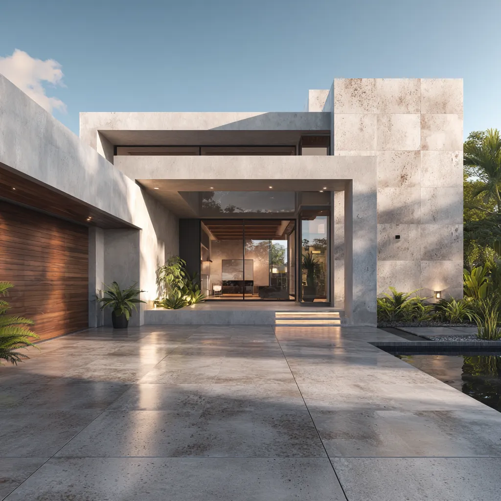 Simple Large Format Front Wall Tiles Design for House