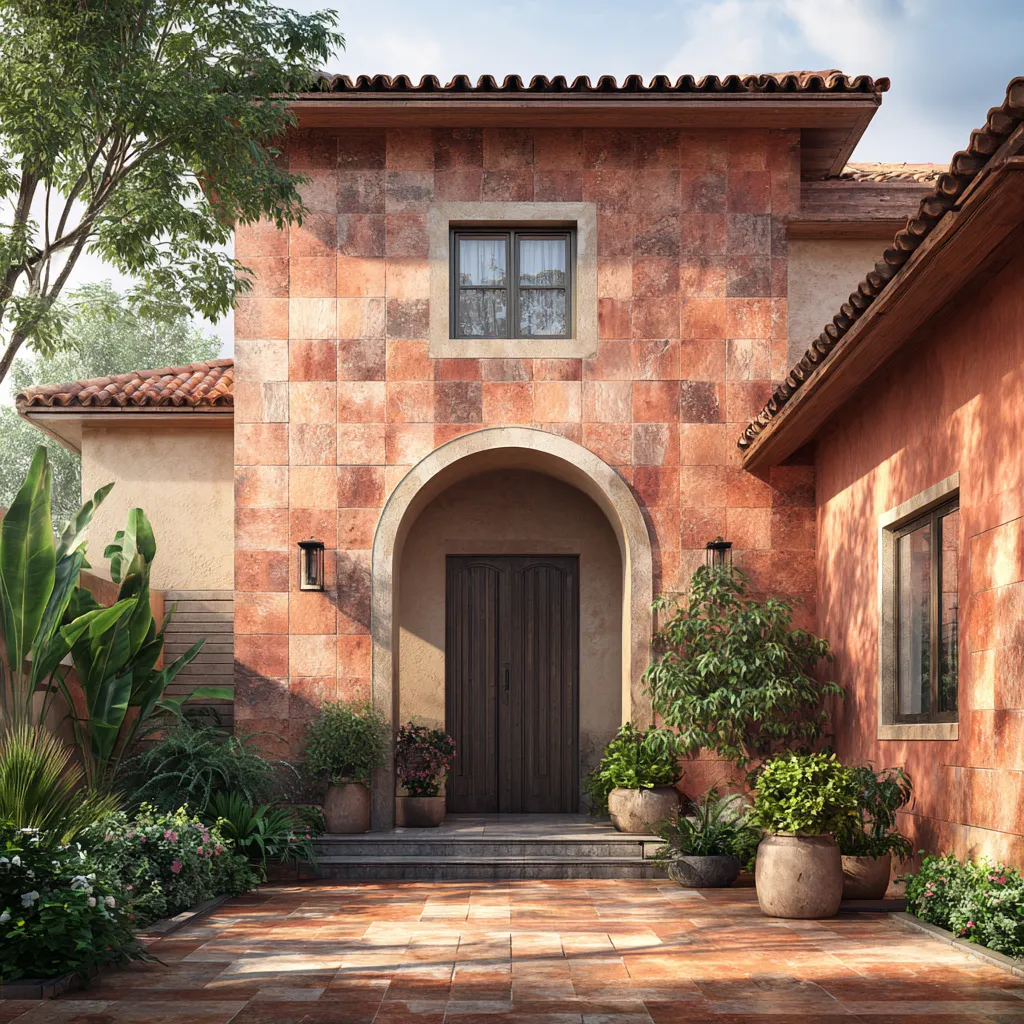 Traditional Terracotta Front Wall Tiles Design for House